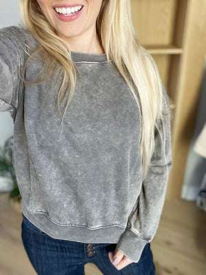 I Belong Here Vintage Wash Pullover in Gray