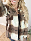 Gotta Go Oversized Plaid Fleece Shacket in Brown