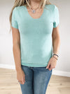 Take a Stand V-Neck Short Sleeve in Aqua
