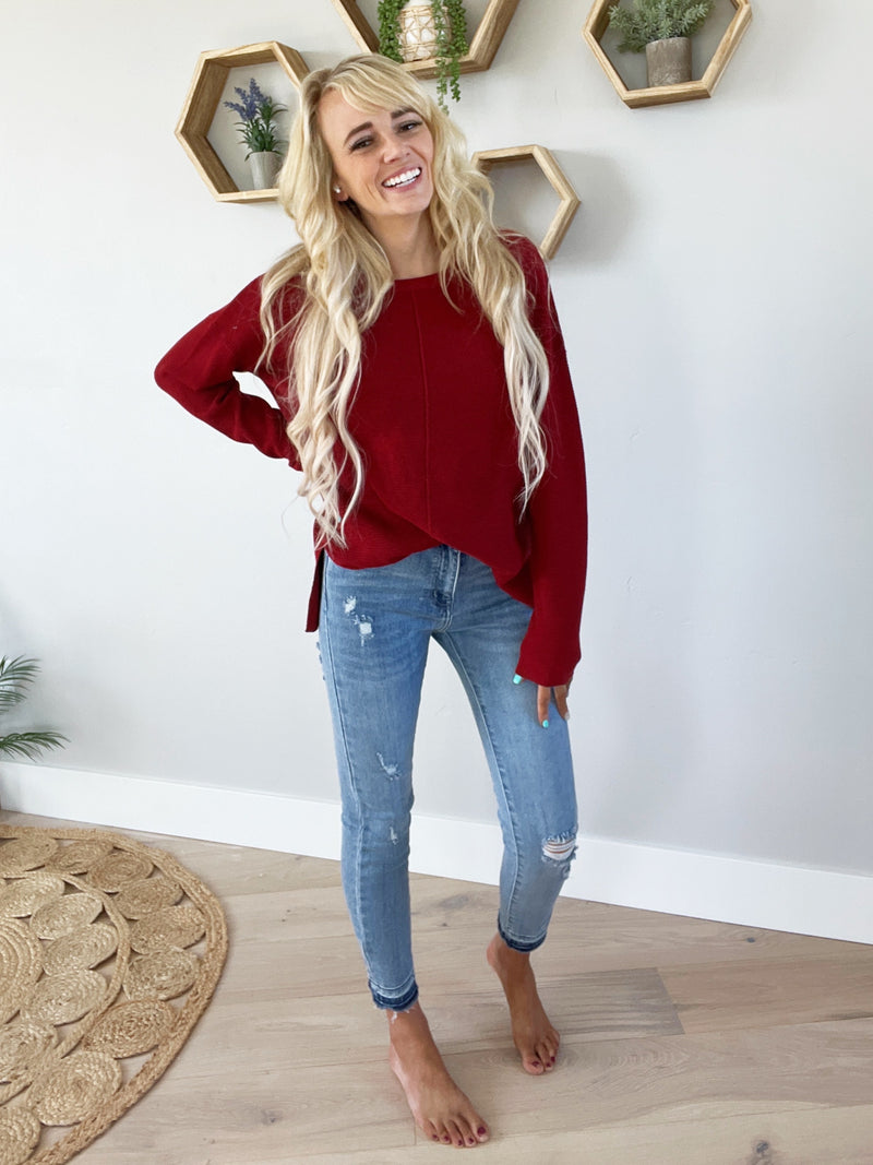 Mess Maker Sweater in Brick Red