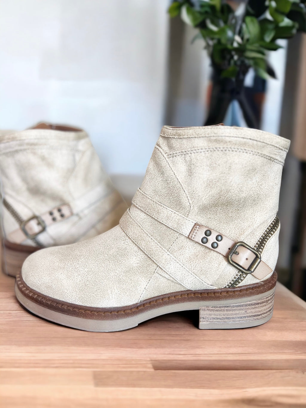 Blowfish Vegan Suede Booties in Sand Almond (SALE)