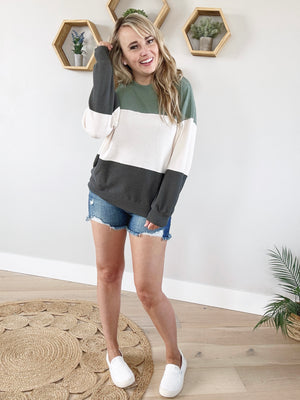 Popsicle Color Block in Sage, Cream & Charcoal