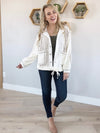 POL Into You Multi Fabric Hooded Shacket in Cream Beige (SALE)
