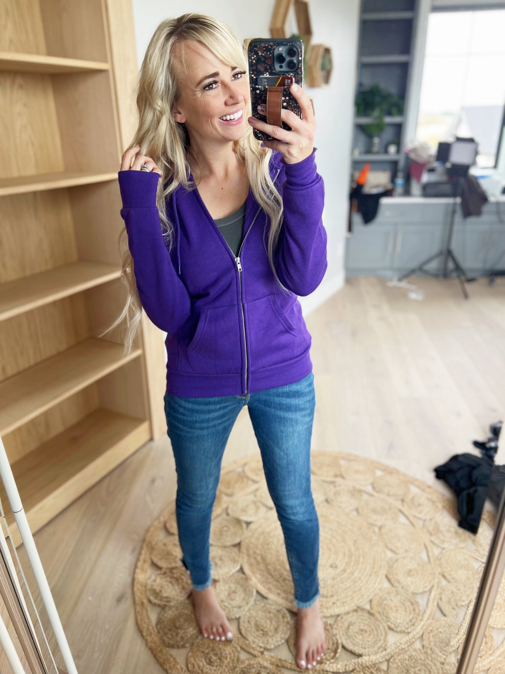 Just Say Yes Full Zip Hoodie in Ultra Violet