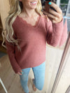 Take Care Of You Lace Detailed Sweater in Rose