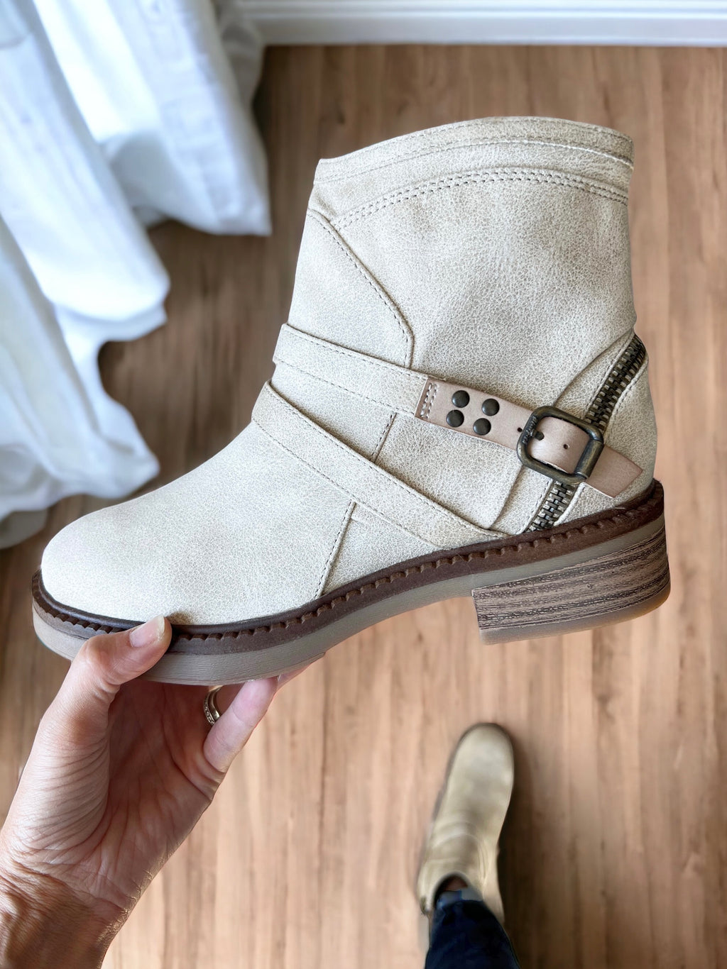 Blowfish Vegan Suede Booties in Sand Almond (SALE)