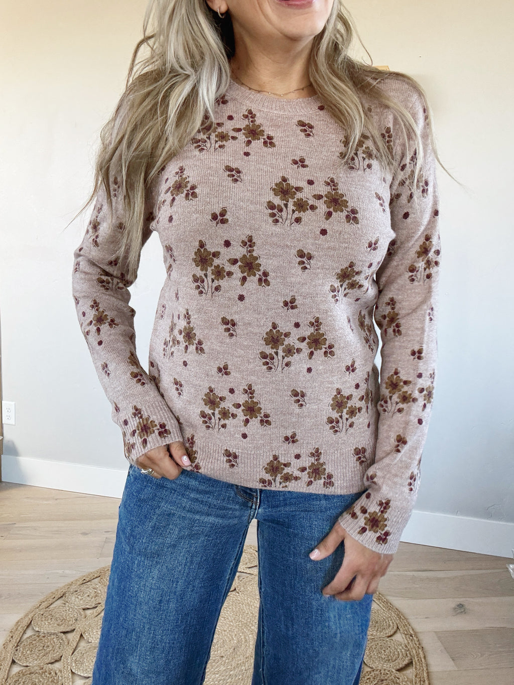 Dreaming Of You Floral Sweater in Mocha