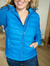 Believe Zip-Up Puffer Jacket in Blue