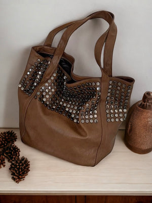 Easier to Go Studded Bag in Brown