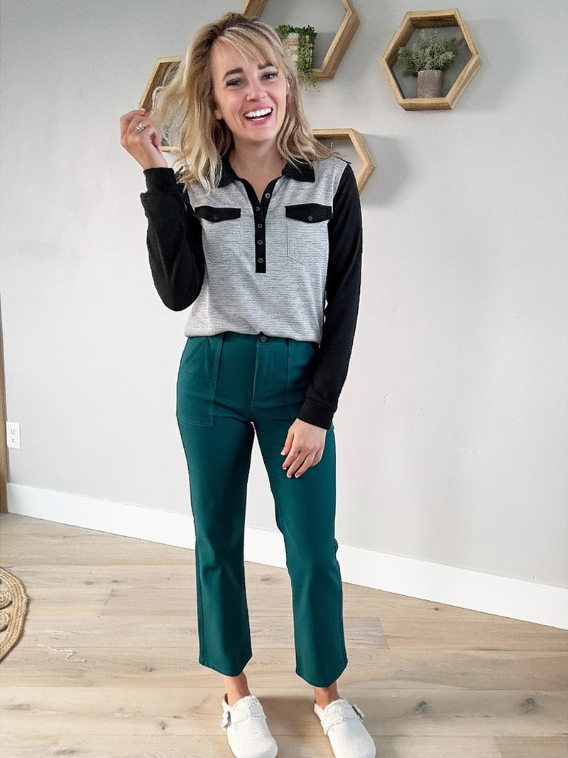 done Risen High Rise Flared Crop Jeans