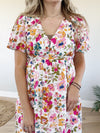 Moving On Floral Short Sleeve Dress with Pockets (Pink Label)