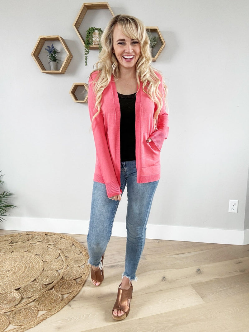 Simple Style Cardigan in Coral