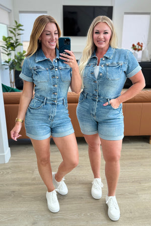 Judy Blue High Rise Short Sleeve Romper