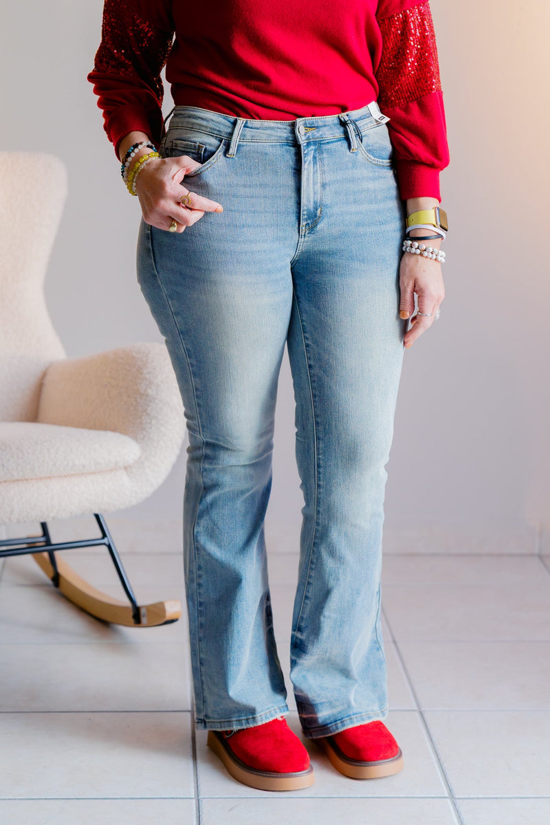 Judy Blue Snowy Pines Flares