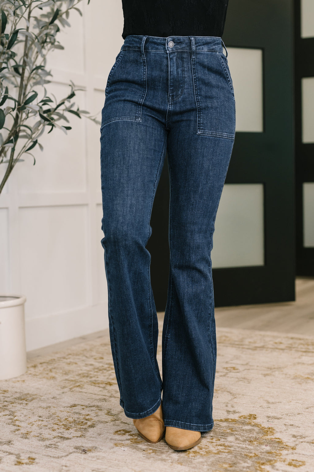 Judy Blue High Waist Flare with Patch Pockets