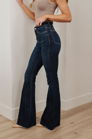 Judy Blue High Rise Raw Hem Flare Jeans