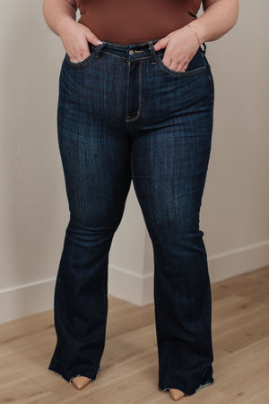 Judy Blue High Rise Raw Hem Flare Jeans