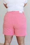 Judy Blue High Rise Tummy Control Cuffed Shorts in Pink