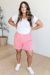 Judy Blue High Rise Tummy Control Cuffed Shorts in Pink