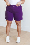 Judy Blue High Rise Tummy Control Cuffed Shorts in Purple