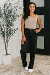 Judy Blue High Rise Cargo Wide Leg Jeans in Black