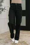 Judy Blue High Rise Cargo Wide Leg Jeans in Black