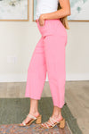 Judy Blue High Rise Tummy Control Wide Leg Crop Jeans in Pink