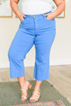 Judy Blue High Rise Tummy Control Wide Leg Crop Jeans in Sky Blue