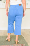 Judy Blue High Rise Tummy Control Wide Leg Crop Jeans in Sky Blue