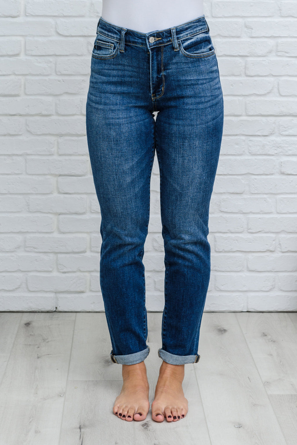 Judy Blue Midrise Cuffed Boyfriend Jeans