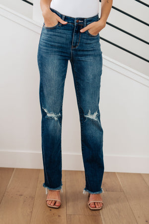 Judy Blue High Rise Distressed Straight Jeans