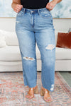 Judy Blue High Rise Rigid Magic Destroy Slim Straight Jeans