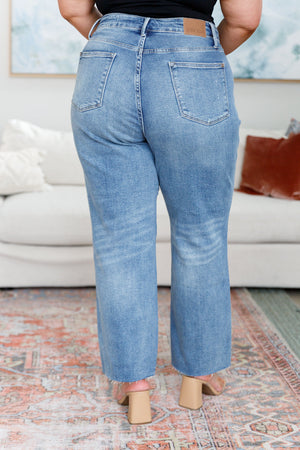Judy Blue High Rise Rigid Magic Destroy Slim Straight Jeans
