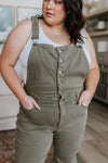 Judy Blue Tummy Control Overalls in Olive