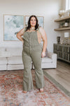 Judy Blue Tummy Control Overalls in Olive