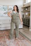 Judy Blue Tummy Control Overalls in Olive