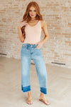 Judy Blue High Rise Wide Leg Crop Jeans in Medium Wash