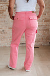 Judy Blue High Rise Cargo Straight Jeans in Pink