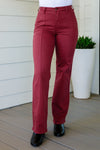 Judy Blue High Rise Front Seam Straight Jeans in Burgundy