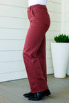 Judy Blue High Rise Front Seam Straight Jeans in Burgundy
