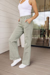 Judy Blue High Rise Front Seam Straight Jeans in Sage