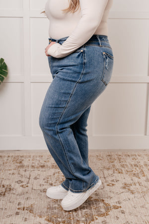 Judy Blue  Mid Rise Cell Phone Pocket Dad Jeans
