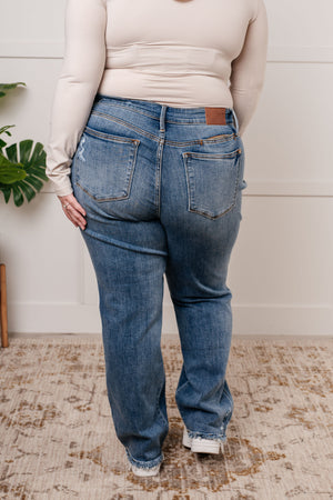 Judy Blue  Mid Rise Cell Phone Pocket Dad Jeans