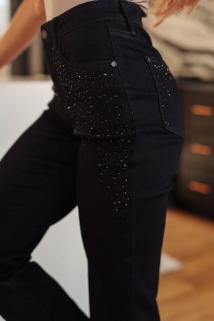 Jewel Rhinestone Distressed Slim Fit Jeans- Medium Wash – The Lace
