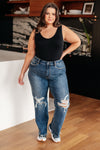 Judy Blue High Rise 90's Straight Jeans in Dark Wash