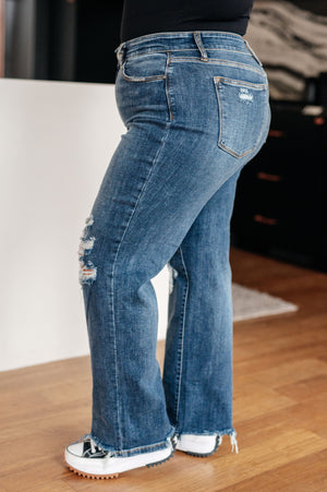 Judy Blue High Rise 90's Straight Jeans in Dark Wash
