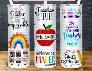 (Custom) Teacher 20oz Skinny Tumbler