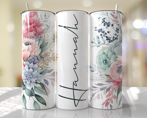 Custom Pink Floral 20oz Skinny Tumbler