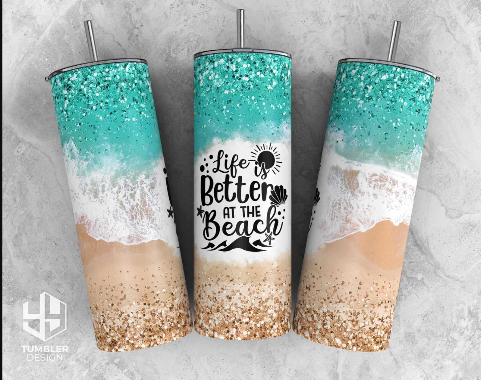 Life is Better at the Beach Tumbler, Glitter Tumbler