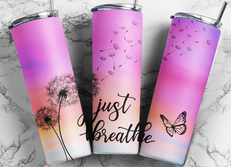 Just Breathe Sunset 20oz Skinny Tumbler